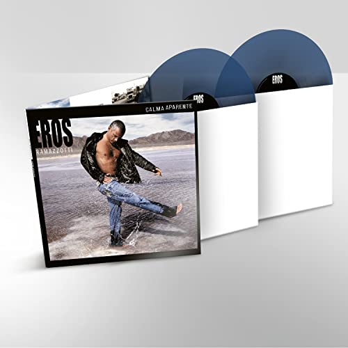 Eros Ramazzotti album “Calma Apparente” vinyl record set, blue color scheme.