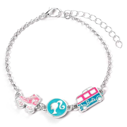 Barbie Charm Enamelled Charm Bracelet (Silhouette. Skate. & Camper Van)