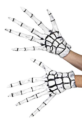 Smiffys 48181 Grim Reaper/Skeleton Gloves, White, One Size