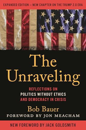 Book cover: “The Unraveling” with distressed American flag background.