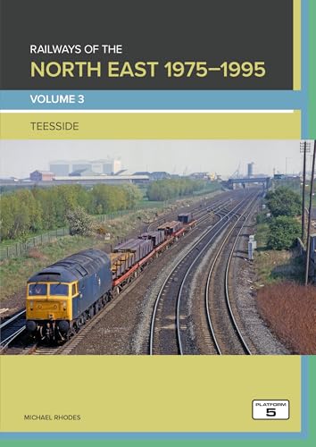 Book cover featuring a diesel train on railway tracks in Teesside.