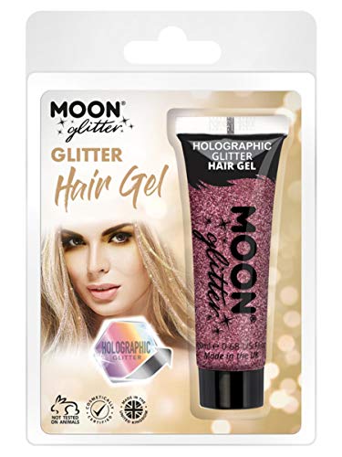 Smiffys Moon Glitter Holographic Glitter Hair Gel, Pink