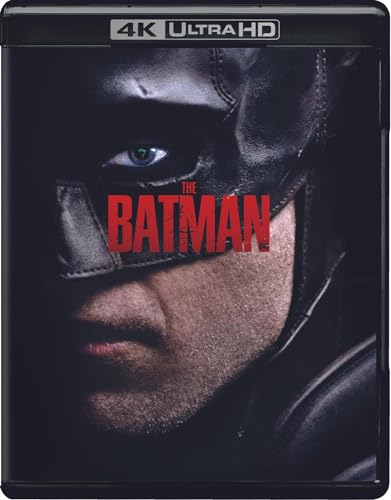 Blu-ray cover for “The Batman” featuring a close-up of Batman’s face.