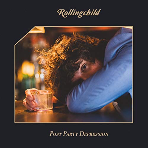 CD cover: person with head in hands, holding a drink.