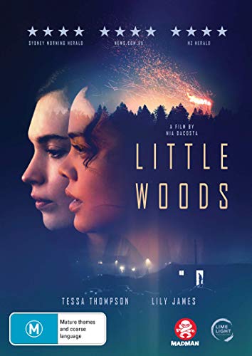 DVD cover for "Little Woods" featuring two women and a forest backdrop.