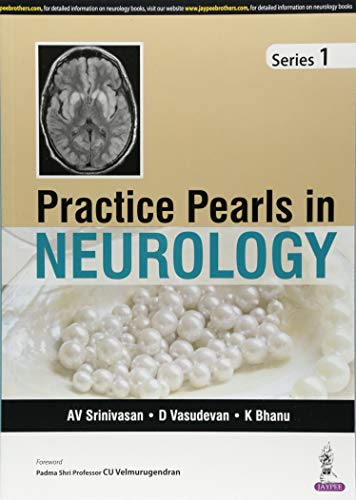Neurology textbook cover with brain scan image and scattered pearls.