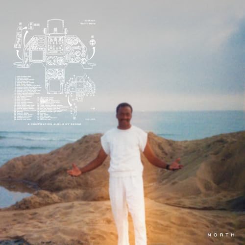 Album cover: man on a cliff with architectural diagram overlay.