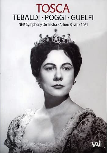 DVD cover for Puccini’s *Tosca* featuring Maria Tebaldi in costume.