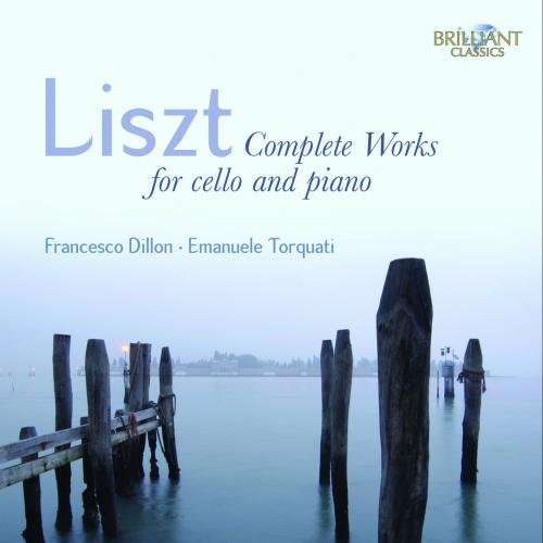 CD cover for Liszt’s cello and piano works with a waterscape.
