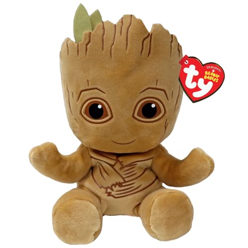 TY Groot Marvel Avengers Beanie Babies Regular, Licensed Beanie Baby Soft Plush Toy, Collectible Cuddly Stuffed Teddy