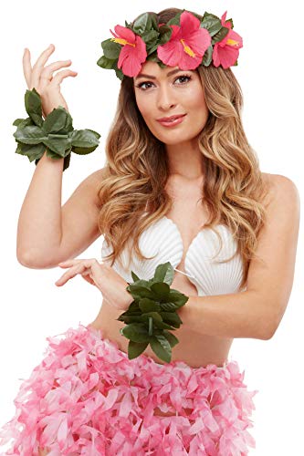Smiffys 51034 Hawaiian Luau Tiki Kit, Unisex Adult, Green & Pink