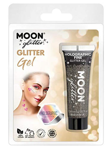 Smiffys Moon Glitter Hologrpahic Fine Glitter Gel, Black