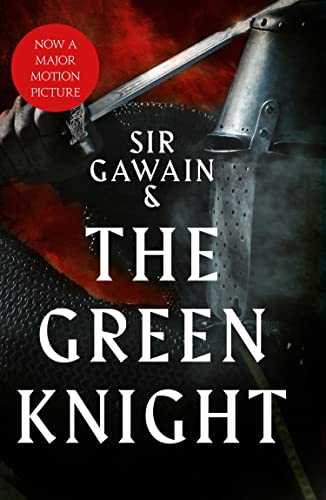 Book cover for "Sir Gawain and the Green Knight" with knight imagery.