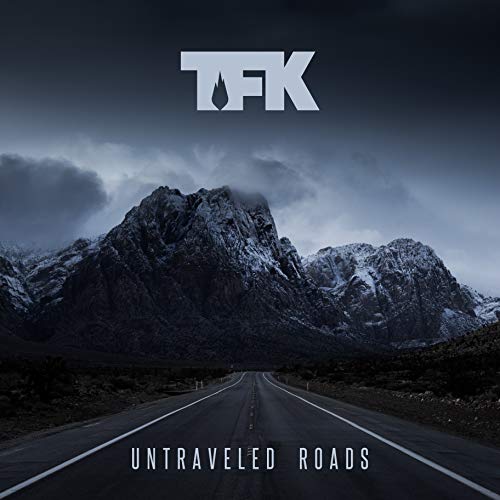 Album cover for Thousand Foot Krutch’s “Untraveled Roads” featuring mountains.