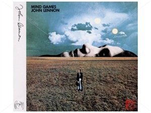 John Lennon’s “Mind Games” album cover: a reclining figure in a landscape.