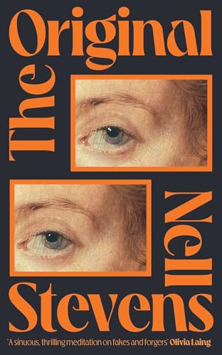 Book cover with orange text on dark background featuring two close-up eye images.