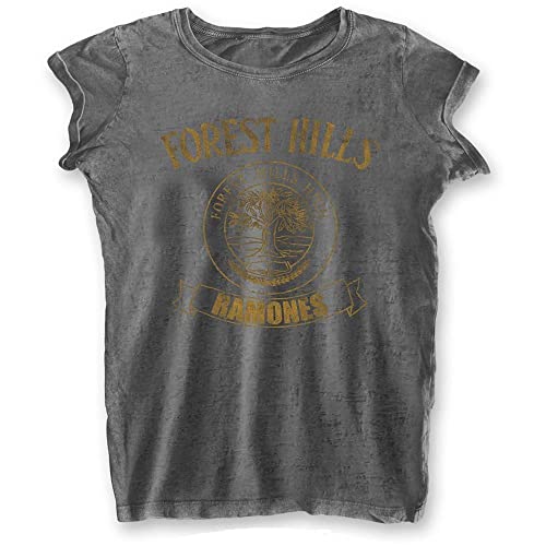 Rockoff Trade Women's Ramones Forest Hills T-Shirt, Grey (Charcoal), 6