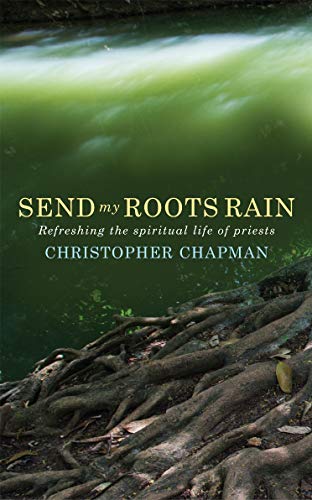Book cover with tree roots and flowing green water background.