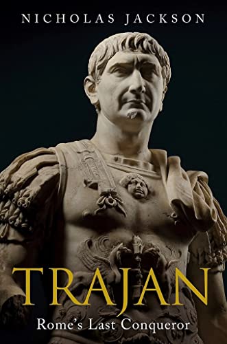 Image of a book cover featuring Trajan, a Roman emperor, in ancient attire.
