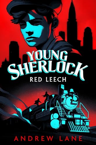 Book cover: young man, city skyline, train, and shadowy figures.