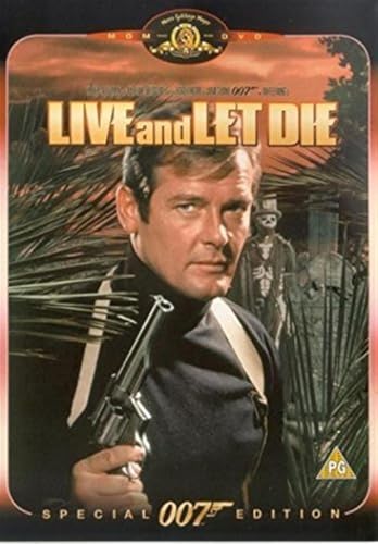 DVD cover for Live and Let Die featuring Roger Moore holding a gun.
