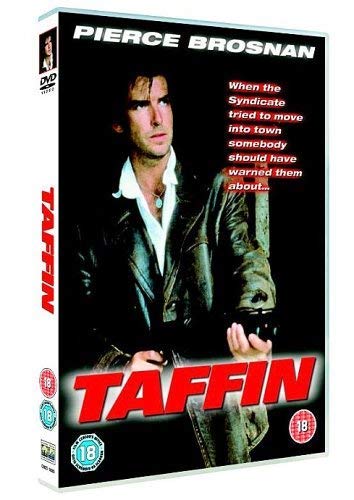 DVD cover for "Taffin" featuring Pierce Brosnan in a leather jacket.