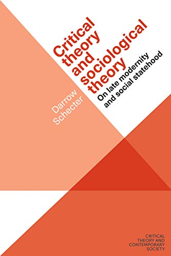 Book cover with diagonal red and white design, text “Critical theory and sociological theory.”