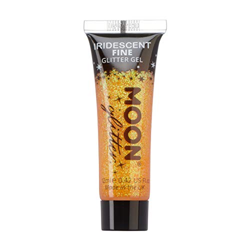 Iridescent Fine Face & Body Glitter Gel by Moon Glitter - Orange - Cosmetic Festival Glitter Face Paint for Face, Body, Hair, Nails - 12ml