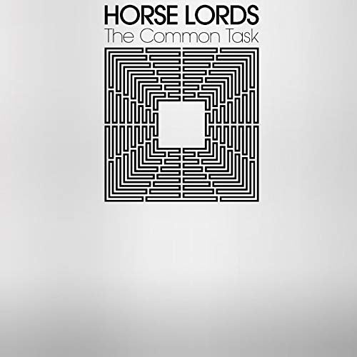 Horse Lords" album cover: black and white geometric maze on a gray background.