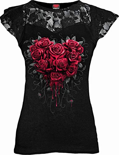 Spiral - BLEEDING HEART (Female Black Short Sleeve Tops) Medium