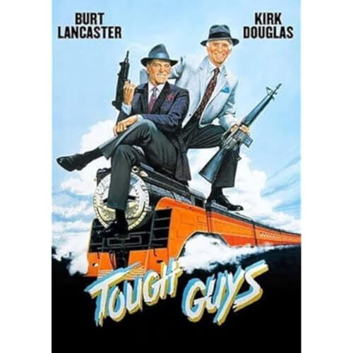 Burt Lancaster and Kirk Douglas with guns on a train, movie poster.