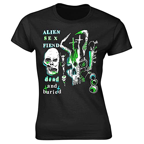 Alien Sex Fiend T Shirt Dead and Buried Official Womens Skinny Fit Black XXL