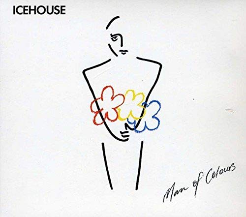 Icehouse “Man of Colours” CD cover: line drawing of figure with flowers.