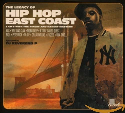 CD cover for “Legacy of Hip Hop East Coast” featuring a man and bridge.