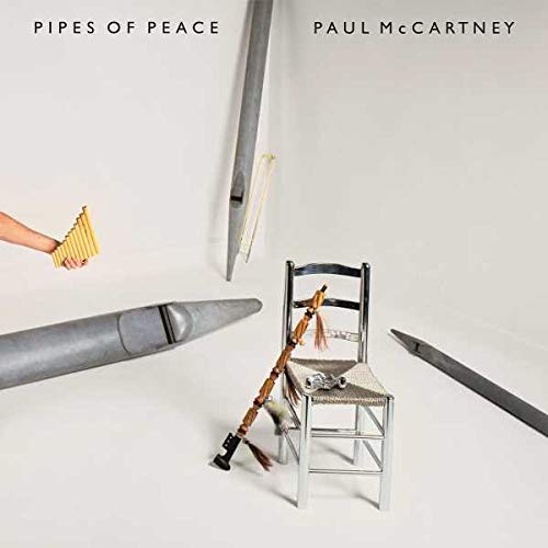 Paul McCartney’s “Pipes of Peace” vinyl album cover with musical instruments.