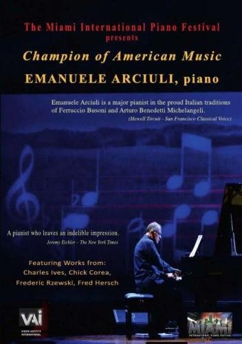 DVD cover for pianist Emanuele Arciuli’s recital, featuring musical notes.