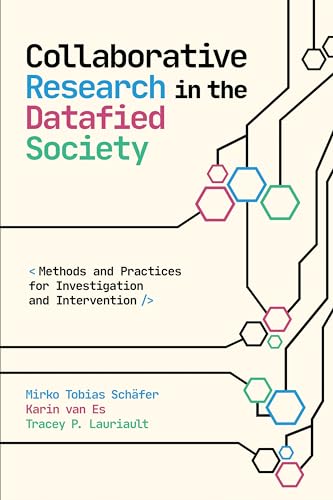 Book cover with geometric design, title “Collaborative Research in the Datafied Society.”