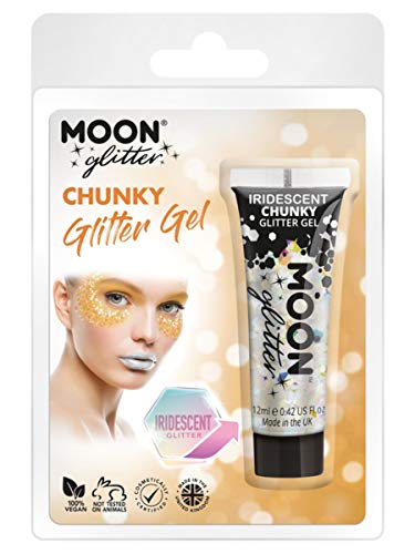 Smiffys Moon Glitter Iridescent Chunky Glitter Gel, Whit