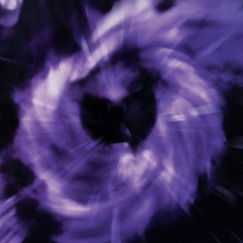 Purple abstract swirl with a silhouetted figure in the center.