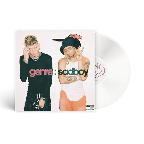 Vinyl record featuring MGK and Trippie Redd with a sad face design.