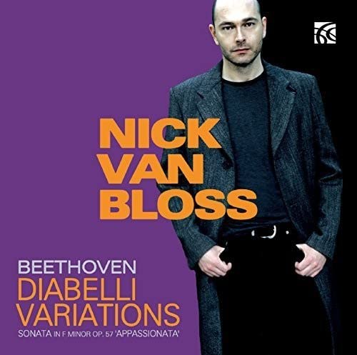 CD cover featuring pianist Nick van Bloss and text “Beethoven Diabelli Variations”.