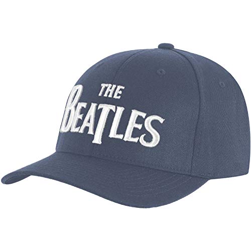 The Beatles Unisex Baseball Cap: White Drop T Logo (Denim Blue)