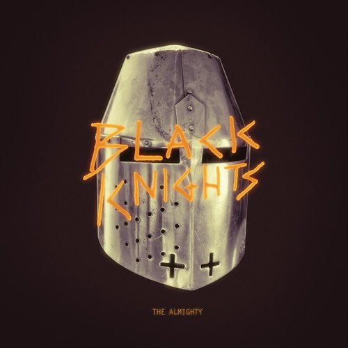 CD cover featuring a metallic knight's helmet with orange text.