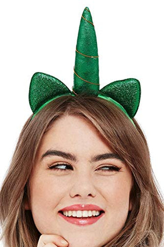 Smiffys 51128 Paddy's Day Metallic Unicorn Headband, Women, Green, One Size