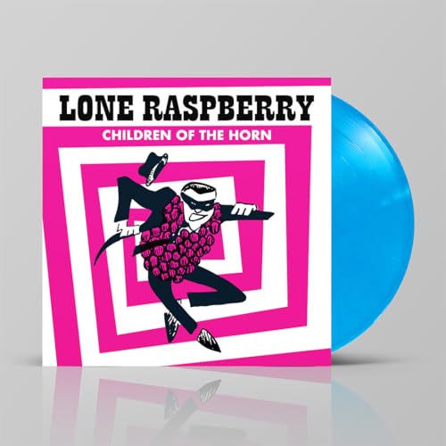 Vinyl record with pink and white cover art featuring a masked figure.