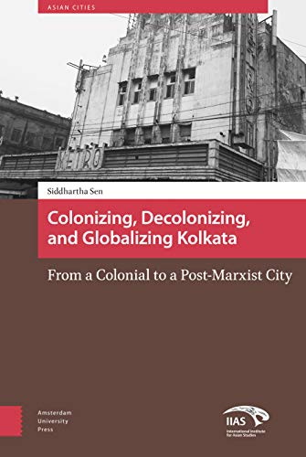 Book cover with a faded Kolkata building and red title text.