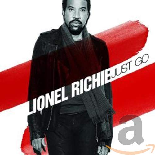 Lionel Richie portrait with red brushstroke and album title "Just Go".