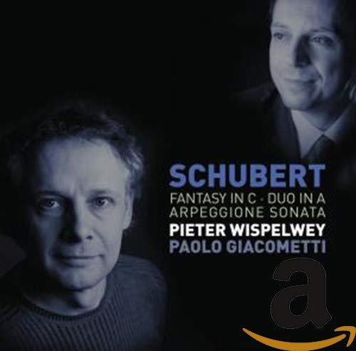 CD cover featuring portraits of two men and text: Schubert, Wispelwey, Giacometti.