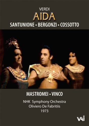 DVD cover for Verdi’s opera Aida, featuring costumed performers.
