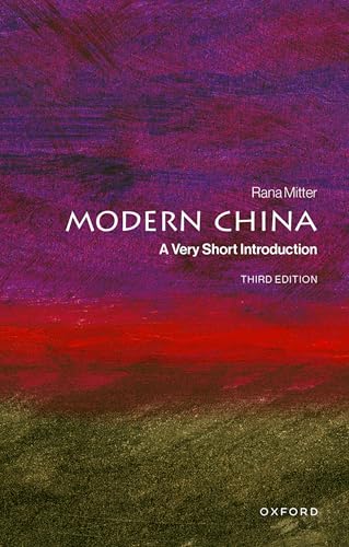 Book cover for Modern China: A Very Short Introduction with abstract purple, red, green background.